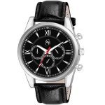 Shocknshop Analog New Black Leather Strap Watch for Men Boys -WCH66 (Black Silver)
