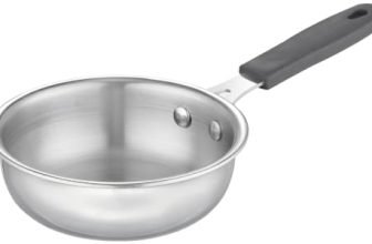 LIVMAX Triply Mini Fry Pan | Stainless Steel 3-Layer Construction | Induction Compatible Small Frying Pan for Tadka, Egg Fry, Butter & Single-Serve Cooking (430 ML)