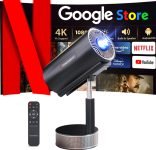 CrossBeats Lumex Pro Smart 4k Ultra HD, Native 1080P, (14000 lm / 1 Speaker / Wireless / Remote Controller) Portable Android 13 Built-in Apps Netflix, Prime, 300″ Wide Display Projector(Black)