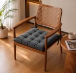 BSB HOME Chair Pad Cushion with Tie Straps,Thick Tufted Seat Cushion for Dining,Office & Wooden Chairs,Soft Comfortable Chair Seat Pad with Durable Stitching,16 x 16 Inches(41 x 41 cm)-Anthracite Grey