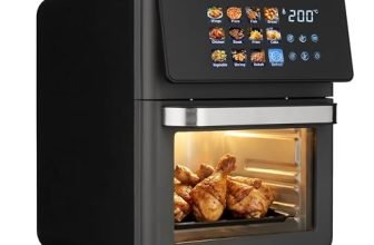 Lifelong Air Fryer Oven 10L, 1350W, Black and Grey, with 12 Preset Modes, Rapid Air Technology, and Nonstick Easy Clean Design