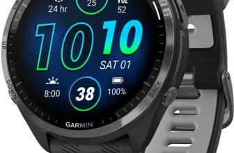 GARMIN Forerunner 965 Music Black/Grey with Built-in GPS Running Smartwatch(Black and powder grey Strap, Free Size)