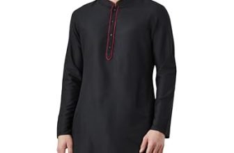 Amazon Brand – Symbol Men’s Blend Regular Solid Rayon Kurta (SY-A22-MNA-ETK-01_Black