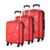 Safari Pentagon 3 Pcs Set Polypropylene Red Hardsided Luggage, 4 Wheel Trolley Bag Set of Cabin, Medium, Large