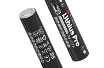 Portronics AAA Lithius Pro Type C Rechargeable Batteries, Pack of 2, Lithium Ion Cell Composition, Upto 542mAh Capacity, Low Self Discharge, No Separate Charger Required (Black)