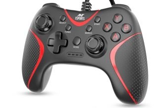 Ant Esports GPL200 Wired Gaming Controller Game Controller Joystick with Dual-Vibration Turbo and Trigger Buttons for Windows PC/ PS3/ Android TV Box(Black)