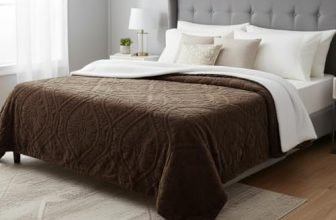 VAS COLLECTIONS Faux Fur Jacquard Tufted Sherpa Blanket | 600 GSM Heavyweight Ultra-Soft & Super Warm Double Bed Blanket | 225 x 220 cm | 5D Embossed Floral Design | Heavy Winter Use – 3 kg, Coffee