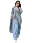 ANNI DESIGNER Women’s Cotton Blend Printed Straight Farshi Salwar Set with Dupatta for Women (RUSHAM Sky_M_Sky_M)