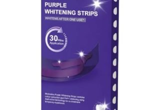 Purple Teeth Whitening Strips with PAP and Hydroxyapatite, Peroxide-Free Oral Care Strips for Surface Stain Care, 14 Strips for 7 Applications, 30-Minute Use