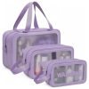 LUMONY® Makeup Pouch Bag PVC Travel Toiletries Organizer Cosmetic Bags Wash Bag Pouch for Travel Kit Toiletry Bag Portable Organizer Case Carry Pouch for Women Bathroom Set of 3 (Purple)
