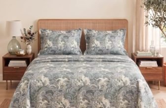 BSB HOME 240 TC Cotton Double Bedsheet with 2 Pillow Covers, Soft & Breathable Bed Sheet for Double Bed, Fade & Wrinkle Resistant, Floral Print, 90 x 100 Inches (228 x 254 cm)-Mineral Gray Botanical