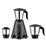 Preethi Tiara 500 Watts Mixer Grinder, 3 Jars (Stainless Steel), Perfect for Grinding Masalas, Chutneys and Purees, 2 Year Warranty, Lifelong Free Service, Black