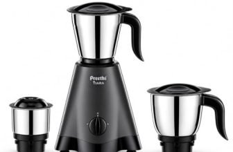 Preethi Tiara 500 Watts Mixer Grinder, 3 Jars (Stainless Steel), Perfect for Grinding Masalas, Chutneys and Purees, 2 Year Warranty, Lifelong Free Service, Black