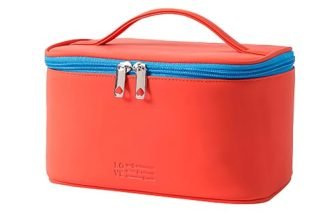 Cortina Large Travel Makeup Bag & Cosmetic Organizer for Women, Orange