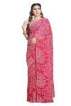 RANI SAAHIBA Women’s Bandhej Printed Chiffon Saree Without Blouse (SKR12181_Pink)