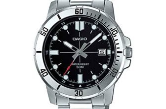 Casio Analog Black Dial Men’s Watch (MTP-VD01D-1EVUDF, A1362, Silver)