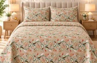 BSB HOME 240 TC Premium Floral Printed Double Bedsheet with 2 Pillow Covers, Soft Breathable King Size Bed Sheet, Elegant Bedroom Decor, Comfortable Care – 90 x 100 Inches (229 x 254 cm) – Warm Pearl