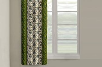 Cortina Damask Light-Filtering Polyester Curtains 5 feet Long Set of 1 for Window [ Opacity: 50-60%, Color: Green, Printed Curtain -130 GSM ]