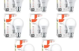 Orient Electric 9W High Glow LED bulb| 180-degree wide beam angle| Voltage surge protection up to 4 kV| 6500K, Cool White| B22d base| Made in India| Pack of 8
