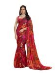 Garden Vareli Nara Chiffon Floral Print Saree Pink