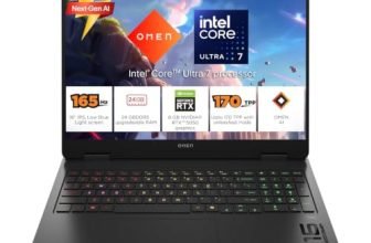 HP Omen 16, Intel Core Ultra 7 255H, 8GB RTX 5050, 24GB DDR5(Upgradeable) 1TB SSD, 2K IPS 165Hz 400 nits, 3ms RT, 16”/40.6cm, Win11, Office24, Black, 2.4kg, am0240tx, Xbox Gamepas* RGB Gaming Laptop