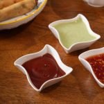 HOME 360 Premium White Ceramic Dip Bowl Set of 3 | Wavy Square Mini Dishes & Condiment Serving Bowls | Elegant Pinch Bowls for Ketchup, Salsa, Chutney & DIps (3, Wavy DIp Bowls)