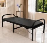 Honey Touch Atlas Single Folding Bed for Sleeping with Single Layer Mattress | No Assembly Required | Foldable Bed for Sleeping/Guests/Rented Apartments/Bedroom (3ft x 6ft, Black)