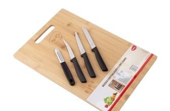 Pigeon by Stovekraft Medium Natural Bamboo Wood Chopping Cutting Board & Knife Set for Kitchen Vegetables, Fruits & Cheese, BPA Free, Eco-Friendly, Anti-Microbial (28 x 20 cm)| Brown