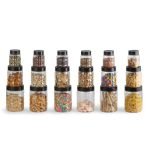 CELLO Checkers Kitchen Storage Container Box Set of 18 Pcs Grey (6x300ml, 6x650ml, 6x1200ml) | Transparent Unbreakable Fridge Safe Stackable Airtight Storage Canister Set For Spices Dry Fruits Grains