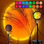 One94Store RGB Sunset Projection Lamp, 16 Color LED Night Light with Remote, Sunset Light Projector for Bedroom, Room Decor, Photography, Romantic Ambient Mood Light