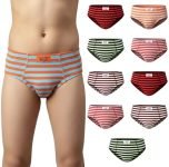 Lux Cozi Boy’s Pack of 10 Super Combed Cotton Inner Elastic Stripe Brief for Kids (Size : 65cm) Multicolour