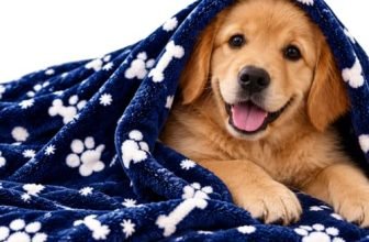 Foodie Puppies Pet Blanket for Dogs & Cats – Navy Blue Paw Print Fleece Blanket, Soft Cozy Washable Cover for Puppies, Kittens & Pets | 39 x 30 Inch
