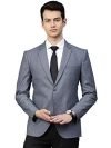 MANQ Men’s Slim Fit Single Breasted Blazer for Men, Formal Business, Party, Notched Lapel, Denim Blue, Size 46