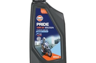 Gulf PRIDE 10W-30 4T API SP, JASO MA2|10 K Km Drain Interval|BS6 & earlier|2 Wheeler Bike 4 Stroke Synthetic Blend Engine Oil [1 L] – Pack of 1