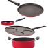 Milton Pro Cook Kitchen Pride Non-Stick Cookware Set of 5 | Includes Nonstick Tawa, Frying Pan, Kadhai with Lid, Nylon Laddle & Spatula | Non-Induction Base | Peach Color