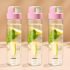 Borosil 550ml Neo Water Bottle Set with Lid | Borosilicate Glass Wide Mouth Bottle for Fridge | Extreme Temperature Resistant For Hot & Cold Water, Milk, Lassi, Juice (3pc Pack, Pink Husk Lid)