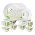 Larah by Borosil 35 Pieces Red Bud Opalware Dinner Set for Family of 6 | Microwave & Dishwasher Safe Silk Series Crockery for Dining & Gifting, Bone Ash Free Plates & Bowls