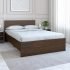 Nilkamal Bruce Wooden Queen Bed With Box Storage | Designer Headboard With Storage | Engineered Wood | 4 Big Compartments | Walnut & White