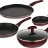 Cello Non Stick Induction Base Aluminium Taper Pan, Red