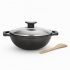 Lifelong Cast Iron Kadhai 24cm with Glass Lid & Wooden Spatula | 3.3L, 2.4kg | Pre-Seasoned, Even Heat Distribution, Toxin & Teflon Free, Non-Stick, & Durable | Gas & Induction Stovetop Compatible