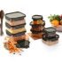 CELLO Modulock Pet Storage Container For Kitchen Set of 9 Pcs, Black (1000ml x 3, 600ml x 3, 260ml x 3) | Freezer & Fridge Safe, Airtight Pet Kitchen Storage Container For Beans, Whole Grains, Spices