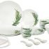 Larah by Borosil Crescent Fluted Series Opalware Dinner Set | 40 Pieces for Family of 6 | Microwave & Dishwasher Safe | Bone-Ash Free | Crockery Set for Dining & Gifting | Plates & Bowls | White
