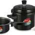 Pigeon by Stovekraft 2+3 Litre Combo Special Hard Anodised Inner Lid Induction Base Pressure Cooker (Black) BIS Certified,Common lid for 2+3L