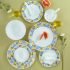 CELLO Tropical Lagoon Dazzle Series Opalware Dinner Set of 35 Pieces For Family of 6 | Bone-Ash Free & Leadfree Opal Glass, Microwave & Dishwasher Safe Plates & Bowls Crockery Set For Dining & Gifting