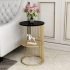 Furniture Cafe Modern Round Coffee Table with Black Marble Look Top & Gold Metal Frame | 2 Tier Center Table with Storage Shelf | Luxury Accent Sofa Tea Table for Living Room, Bedroom, Balcony &Office