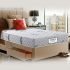 EXCEL HOME EXCEL International Solid Sheesham Wood Queen Size Bed with Box Storage | Wooden Double Bed with Box Storage & Upholstered Cushined Headboard for Bedroom | Rosewood, Teak Finish