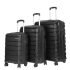 Teakwood Small-Medium-Large 8 Wheels Trolley Bag, Hard Cabin with Zipper Closure, Adjustable Push Button & Cross Side Strap, TSA Lock System 360 Degree (Set of 3, Black)